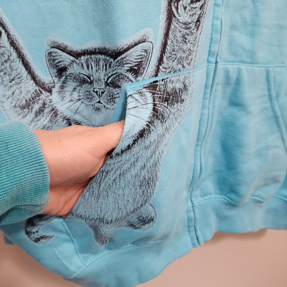 Pacific & Co sleeping cat graphic oversized full zip sweatshirt jacket size L - Picture 5 of 11
